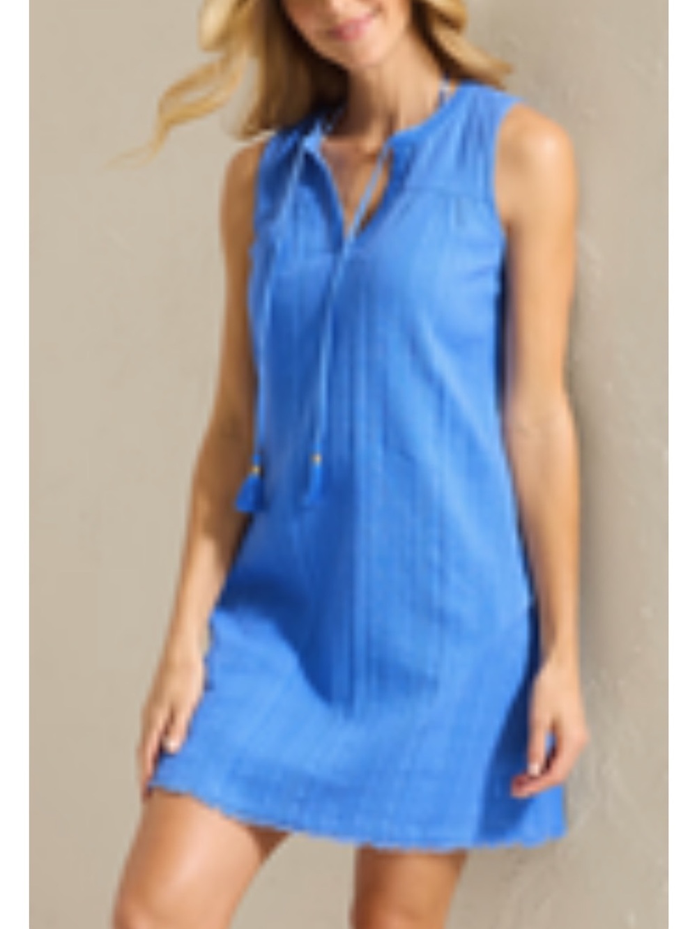 Tommy Bahama Mykonos Textured Shift Dress Paradiso Blue size Large
